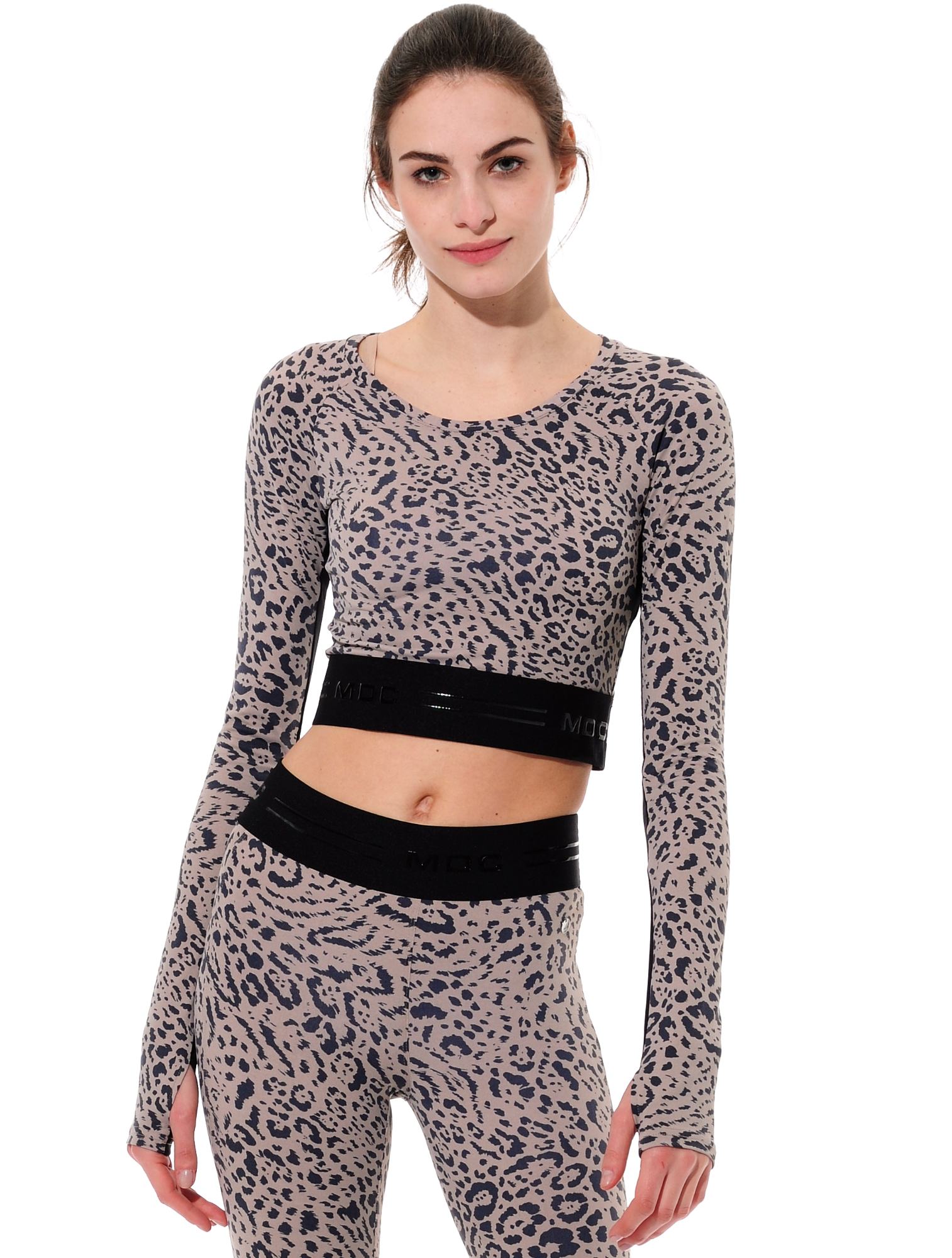 Ocelot print crop top taupe/black 