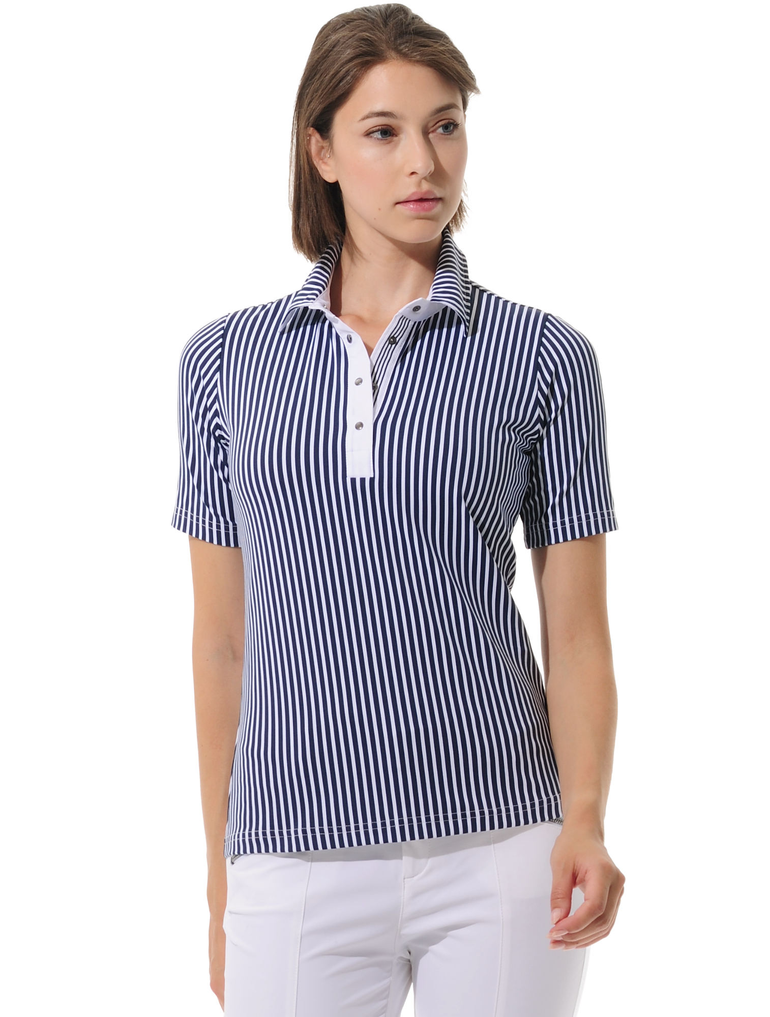 Seersucker print golf polo shirt navy