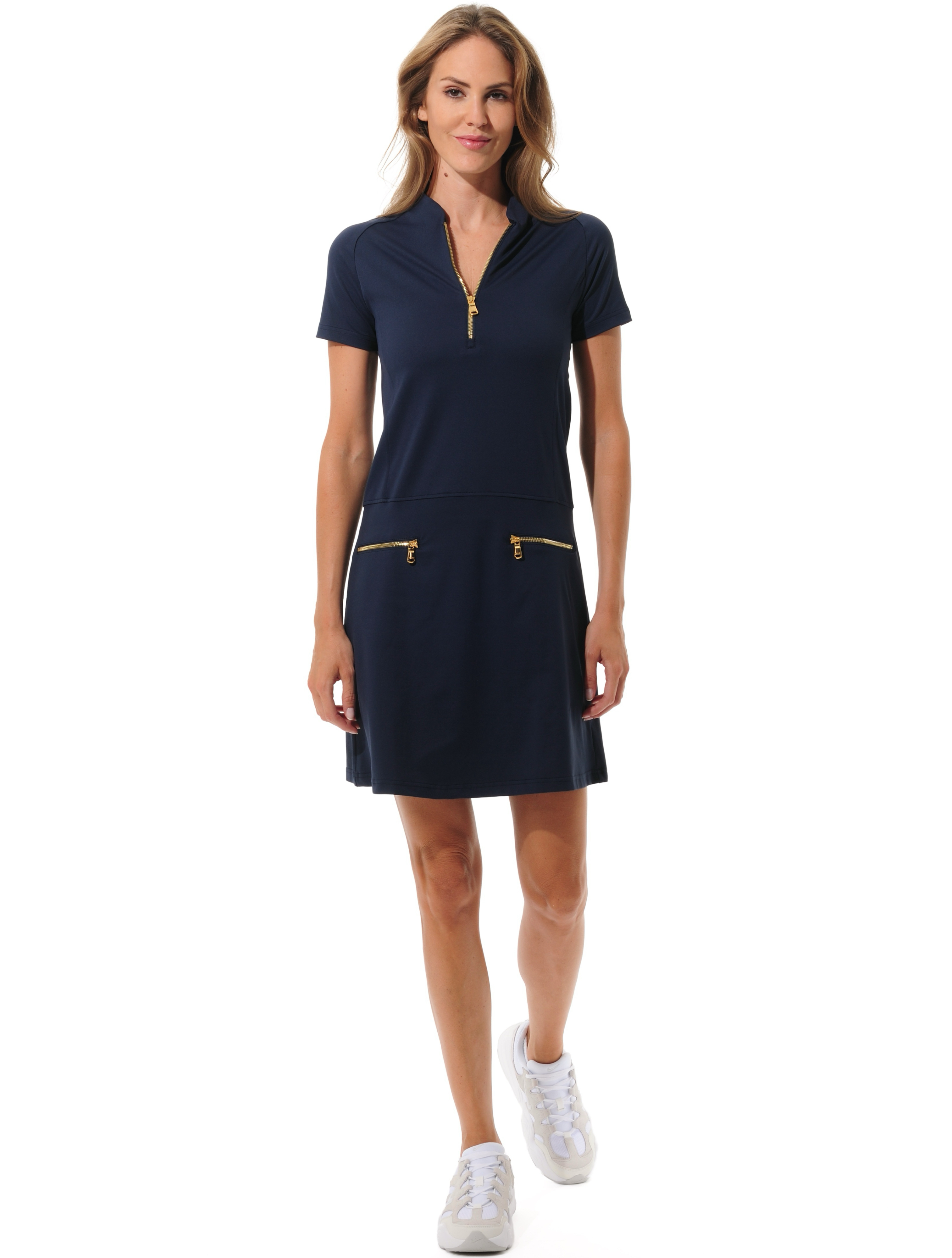 Jersey Zip Golf Polokleid navy