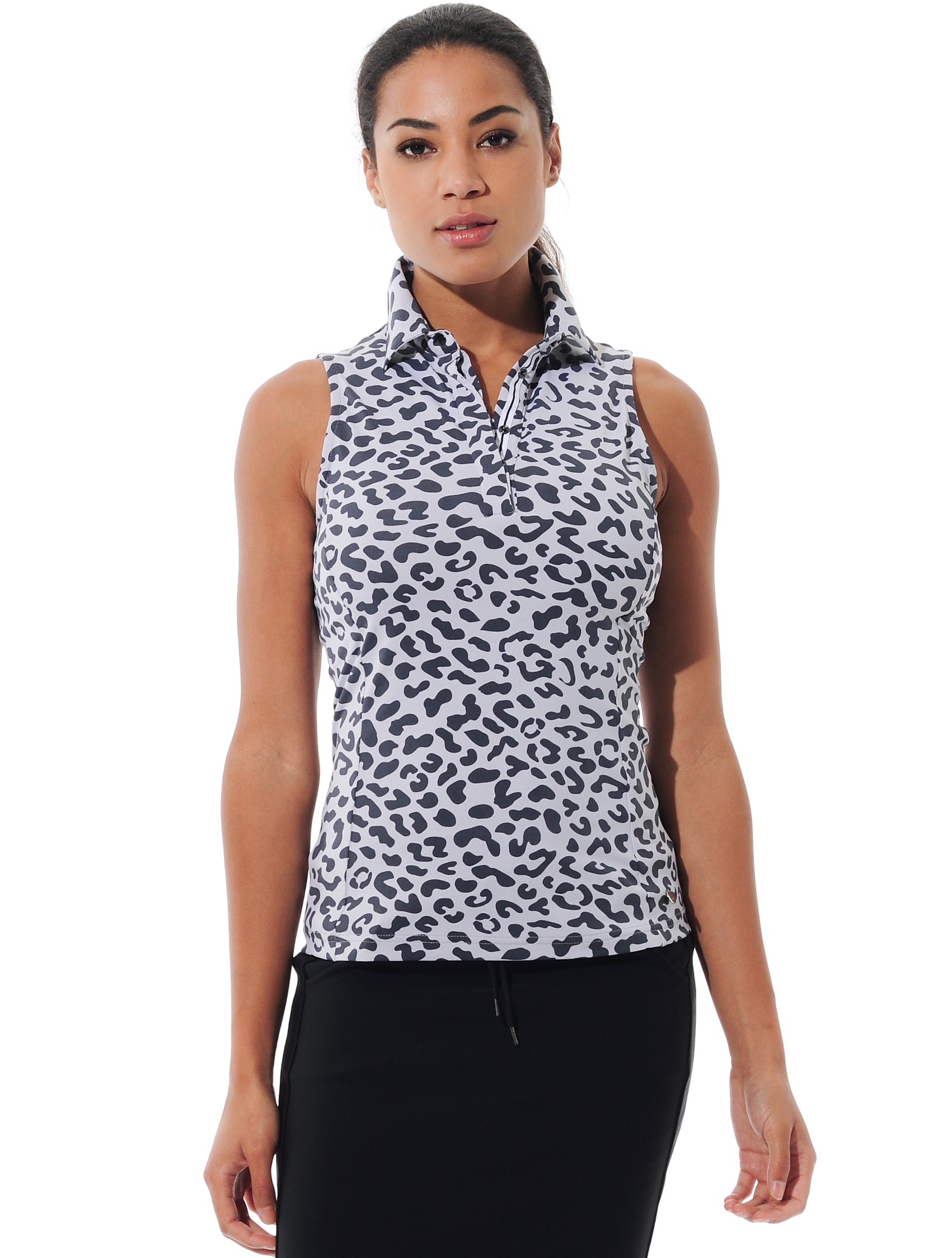 Jaguar print polo shirt grey/black 