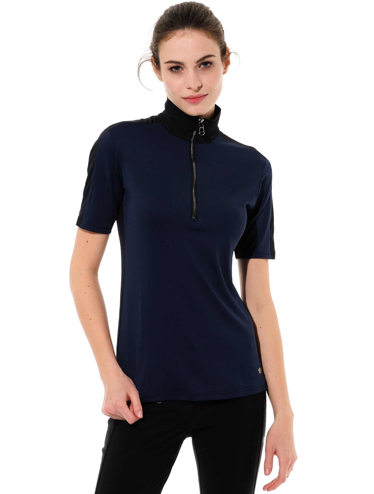 Meryl zip polo shirt navy/black 