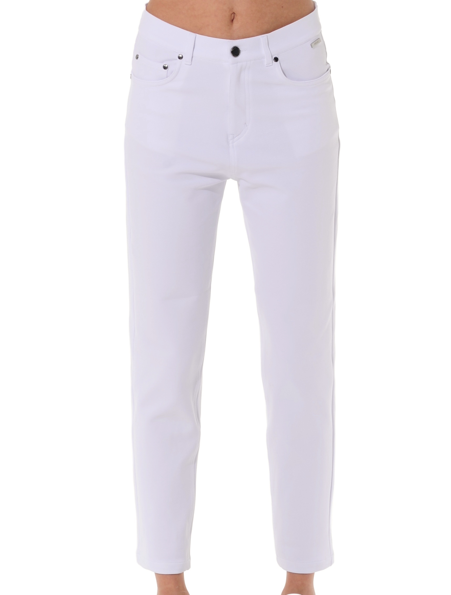 Cord stretch tapered fit pants white