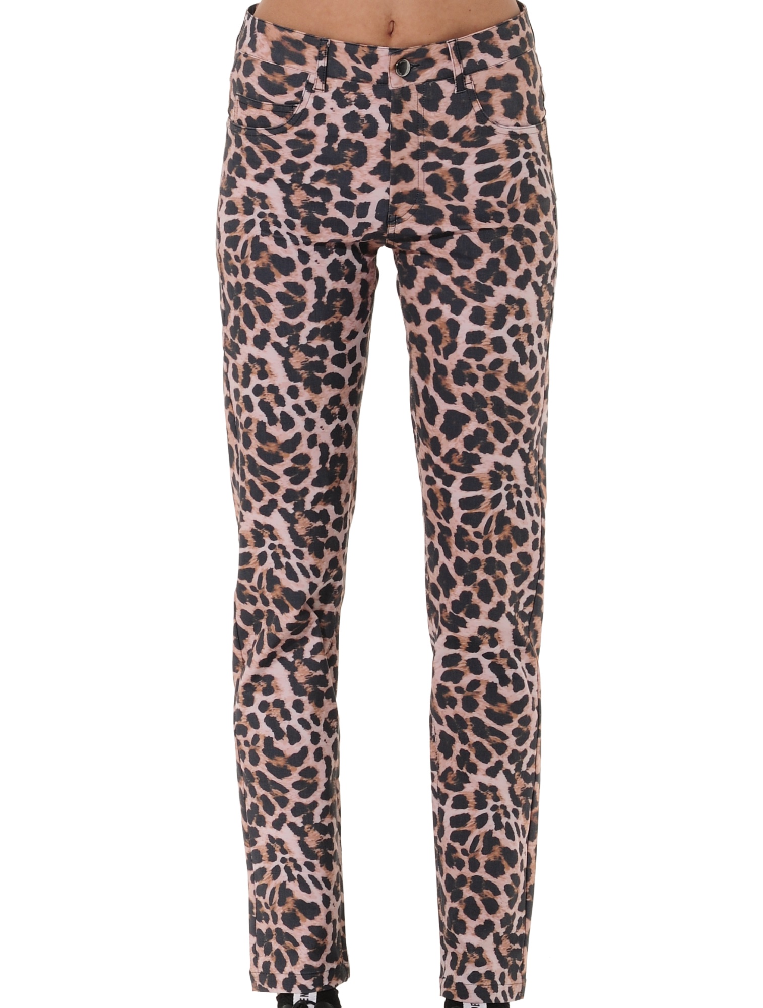 Leopard Print Long Straight Cut Pants natural