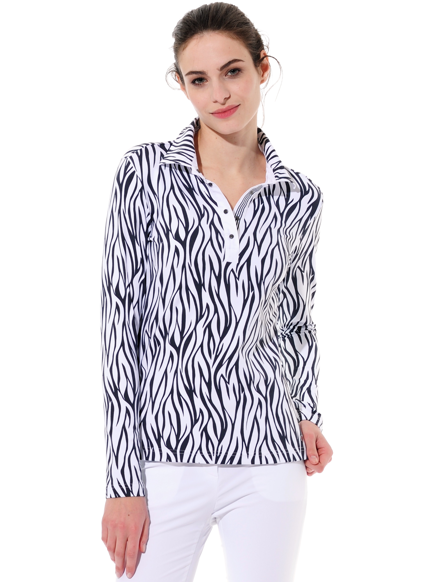 Zebra Skin Print Polo black/white